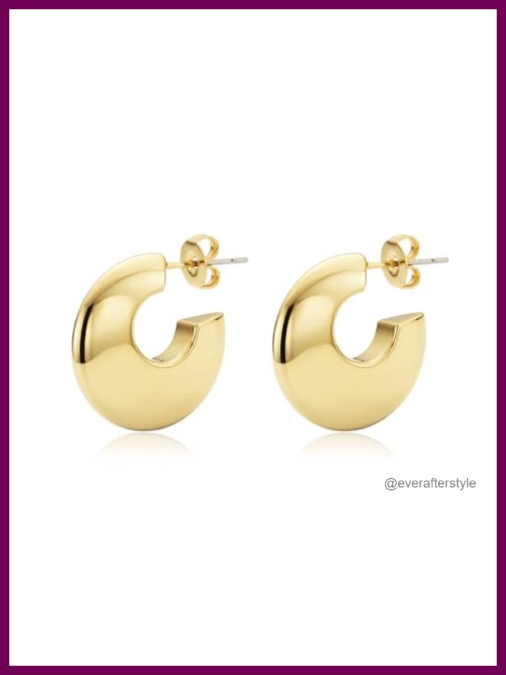 Chunky Hoop Earrings 18K Gold Plated 925 Sterling Silver Post Dainty